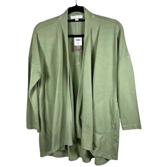 J. Jill Pure Jill Limestone Green Organic Cotton Cardigan Pockets NWT SZ PM - Picture 1 of 9